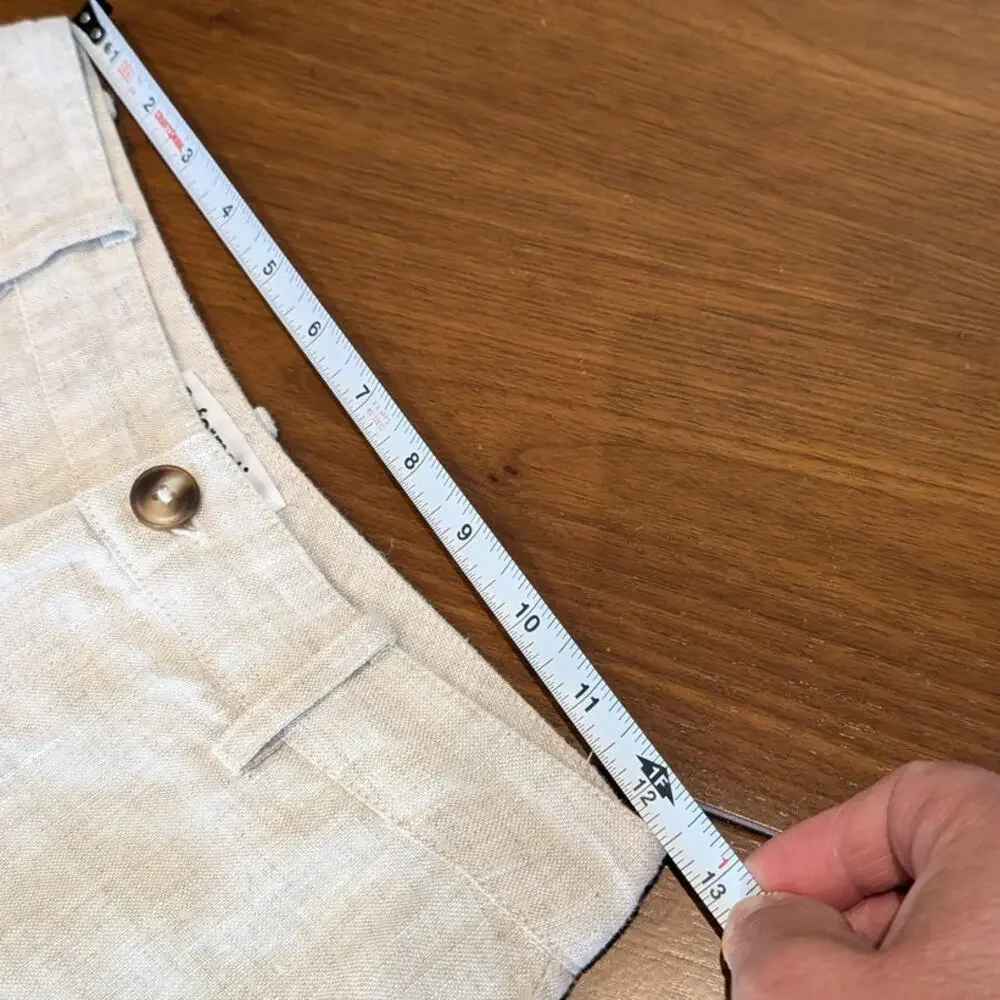 Reformation Freddie High-Rise Straight-Leg Natural 100% Linen Pants, size 2
